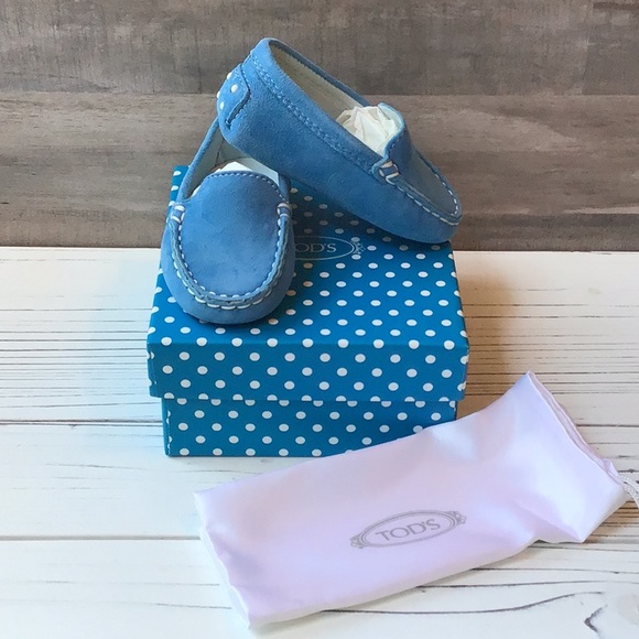 Tod's Other - TOD’S baby blue suede moccasins size 18- NWOT